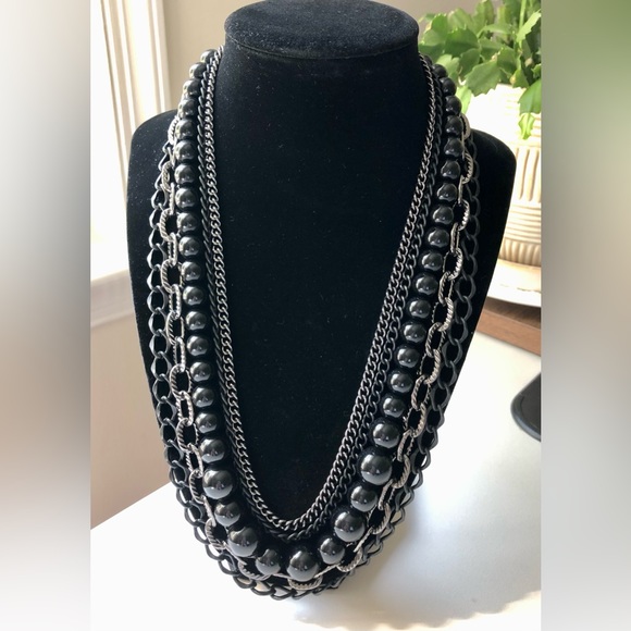 Jewelry - Black and Gun Metal Gray Multi-Strand Necklace
